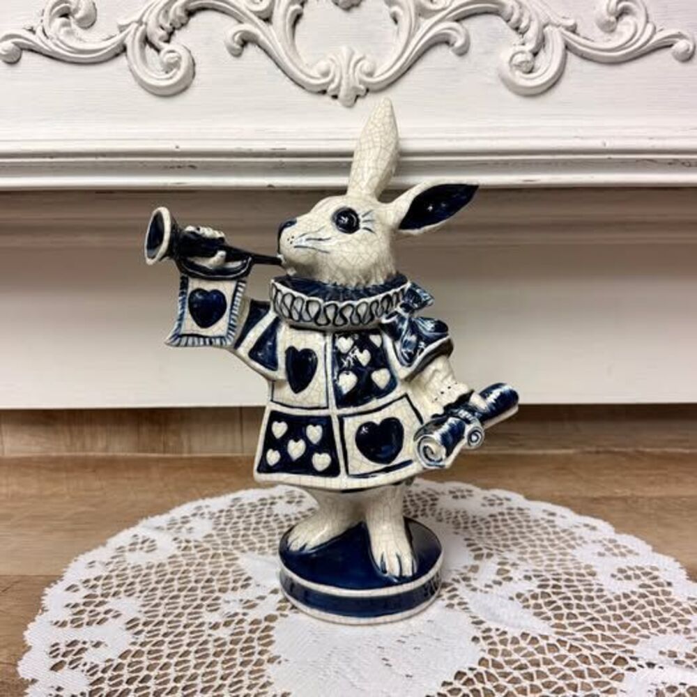 Dedham Potting Shed Crackling Blue and White “Alice in Wonderland” Rabbit 1995